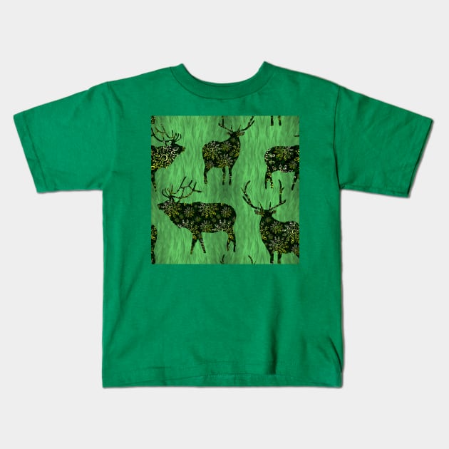 Christmas Ornament Bucks on Green Grass Kids T-Shirt by ArtticArlo